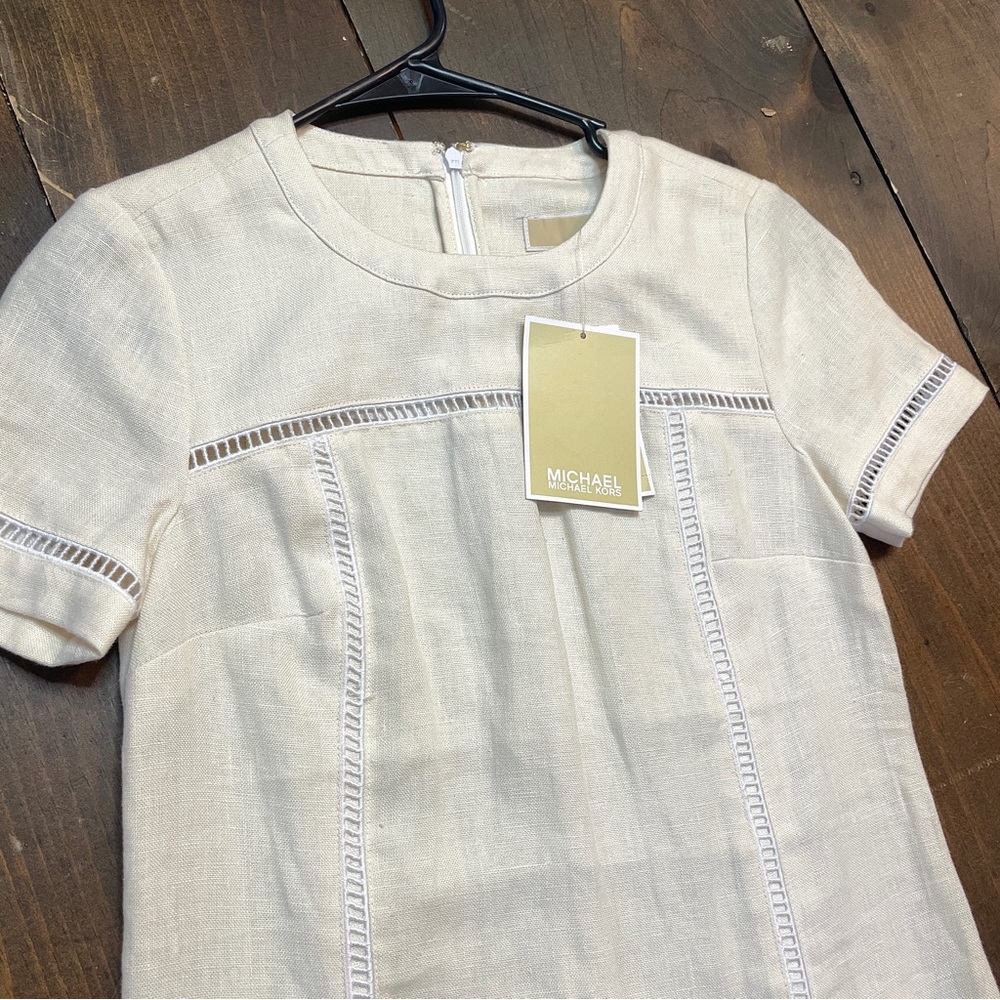 NWT Michael Kors 100% Linen Shortsleeved Mini dress, size XXS
